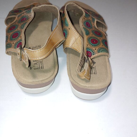 L'Artiste by Spring Step Erice Slingback Sandals Size 10.5/11 Tan Blue - Picture 5 of 9